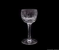 Single Gorham Bamberg crystal cordial glass showing cut pattern, bowl, stem and foot