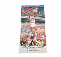 Full view of Julius Erving tribute poster showing image, slogans and overall condition