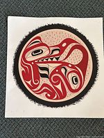 Full view of circular Indigenous design print on white paper