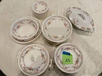 Group shot of dinnerware set on table