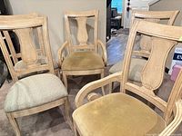 Front view of chairs showing upholstery types and finish