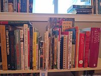 Full shelf view showing entire span of cookbooks