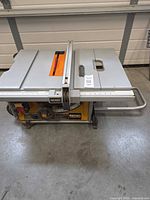 Full view of Ridgid R4516 table saw on stand