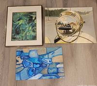 All three paintings laid out for overview