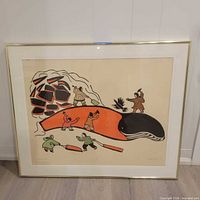 Full view of framed stonecut print