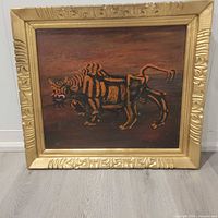 Full view of framed tiger painting