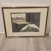 Framed lithograph full view