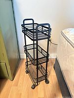 Full view of 3-tier matte black metal cart