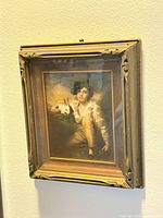 Frontal view of framed print on wall