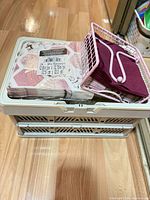 Stacked crates with napkins and holder on top