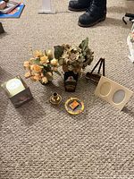 All eight items grouped on carpet