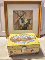 Framed print and closed keepsake box front view