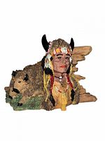 Front view showing chief’s face, buffalo headdress and base