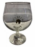 Front view of snifter glass showing full shape and logo