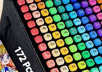 marker tops showing numbered color caps inside case