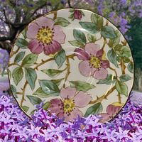 Front view of floral Tuscan saucer