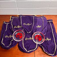 Group shot showing all Crown Royal bags and Le Bar ashtrays