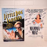 Both posters side by side showing designs and autographs on Mamma Mia!