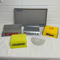 All six branded display stands grouped together