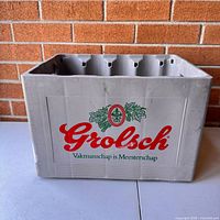 Front view showing Grolsch logo and interior dividers
