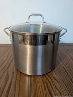 Full view of stockpot with lid on
