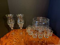 Full lot with punch bowl, 12 cups and 2 hurricane candle holders