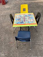 Table with four chairs angled view