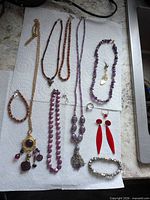 All jewelry pieces laid out on paper towel