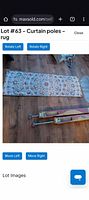 Runner rug, pair of curtain rods, partial bath mat