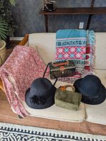 Group shot of all items on sofa