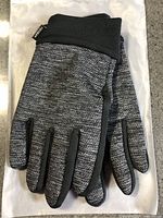 Front view of grey textured women’s winter gloves with touch tips