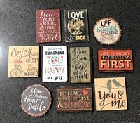 All 10 quote magnets arranged on surface