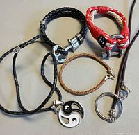 All five jewelry pieces arranged for overview