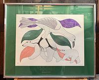 Full view of framed lithograph showing artwork, mat and frame