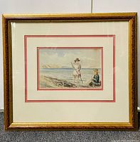 Front view of framed watercolor showing full artwork, mat and frame