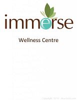 Immerse Spa logo on white background featuring leaves and wellness centre name.