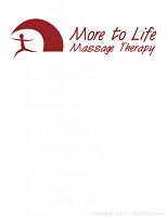 Logo of More to Life Massage Therapy in maroon color with stylized human figure and text.