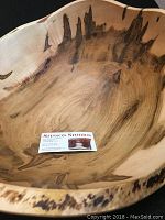 Bowl interior showing spalting patterns with Stinson Studios card