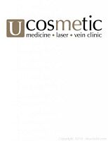 U Cosmetic clinic logo and branding on white background
