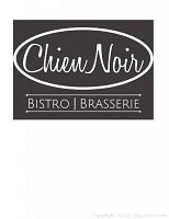 Logo image of Le Chien Noir Bistro and Brasserie, showing the establishment's name in white script on a dark background.