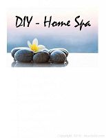 Photo of 'DIY - Home Spa' sign with stones and flower