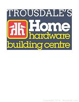 Photo of Trousdale's Home Hardware logo and branding on printed material.