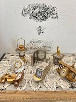 Group shot of all eight novelty clocks