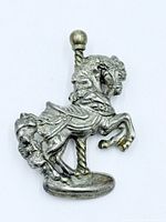 Front view of sterling carousel horse pin