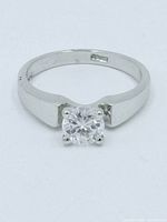 Top view of sterling silver solitaire ring