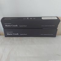 Front view of two sealed Vasanti Matte Crush boxes