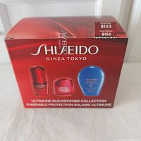 Front of sealed Shiseido Ultimune Sun Defense Collection box showing included products