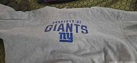 Front of sweatshirt showing "Property of Giants" ny logo print
