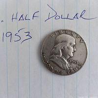 Obverse of 1953 Franklin half dollar