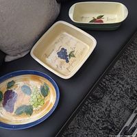 All three ceramic dishes side by side